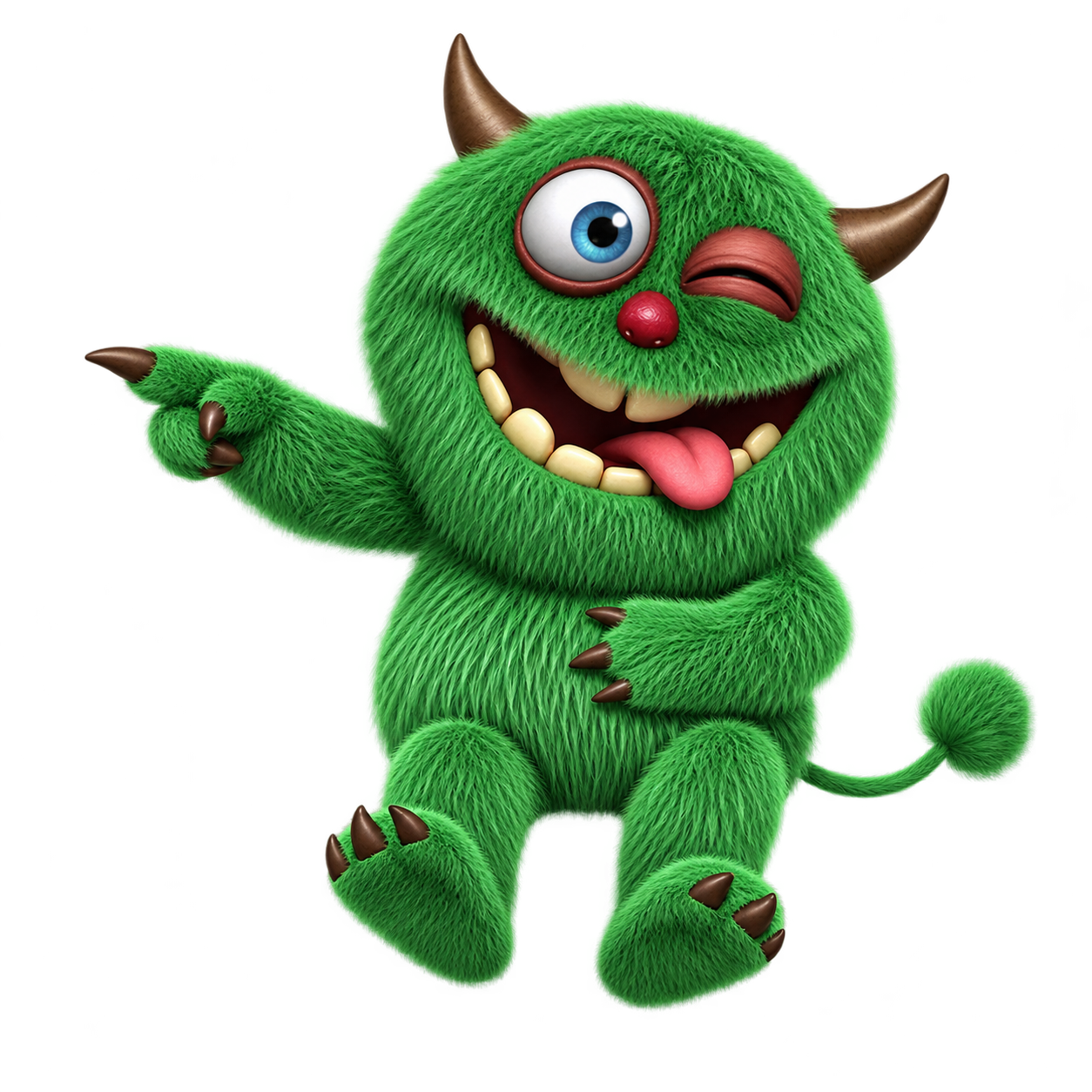 Het knipogende koppie van het monster kijkt mee bij de werkwijze